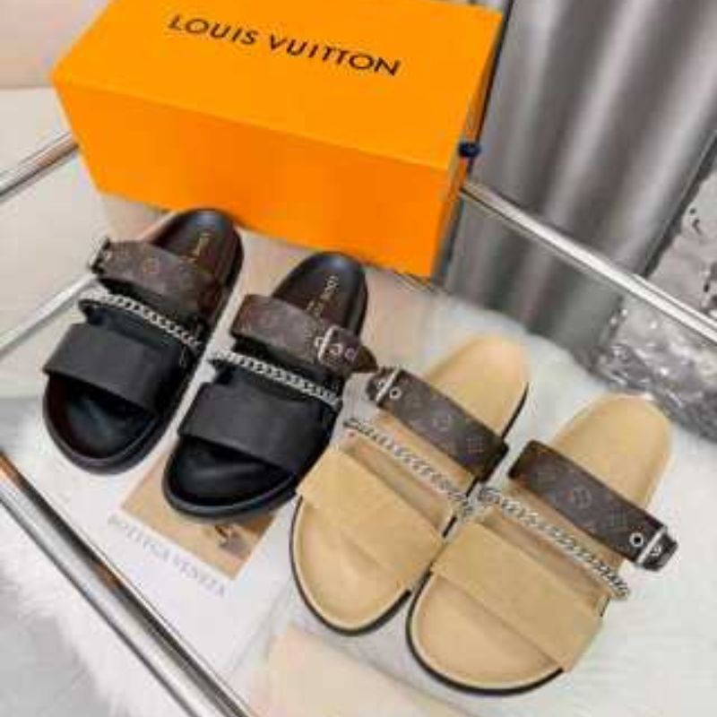 Louis Vuitton LV Vibe Comfort Mules in a beige