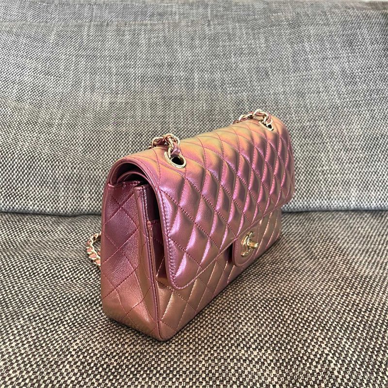 CHANEL 20B iridescent purple classic flap bag