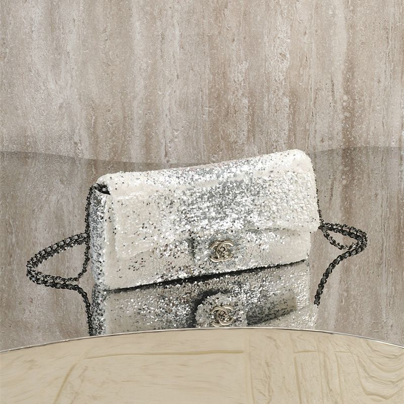 Chanel Sequin East West Flap Bag
