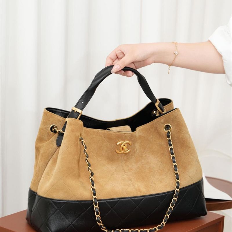 Chanel Two-Tone Leather & Suede Tote Ba