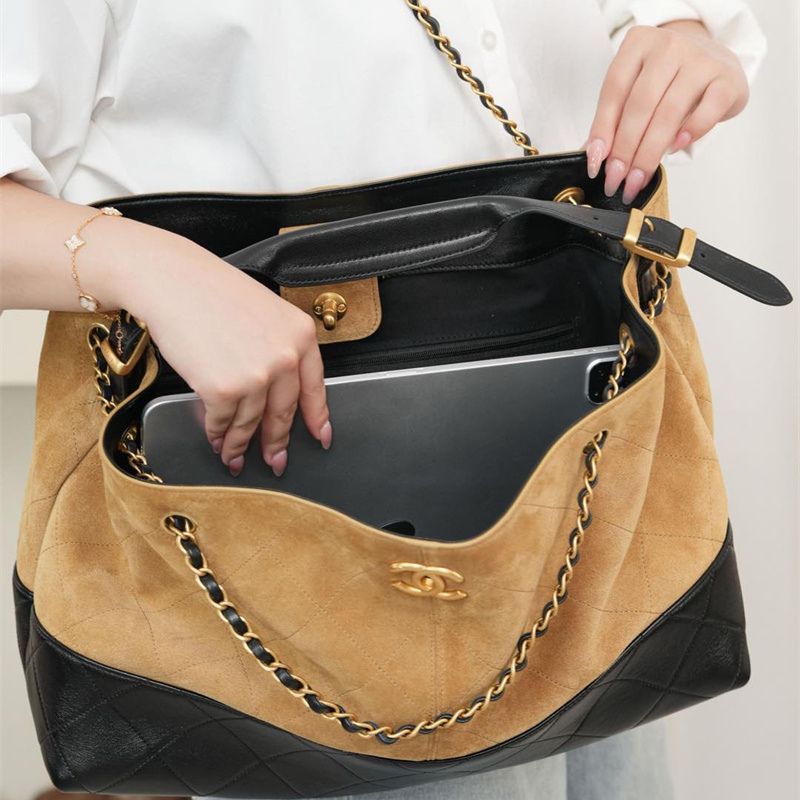 Chanel Two-Tone Leather & Suede Tote Ba