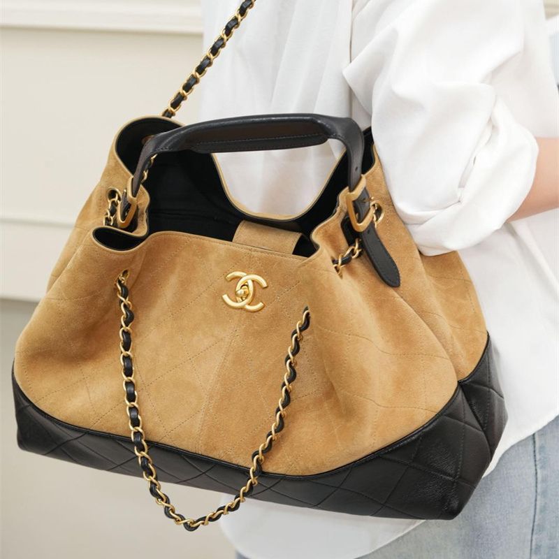 Chanel Two-Tone Leather & Suede Tote Ba