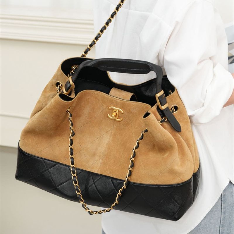 Chanel Two-Tone Leather & Suede Tote Ba