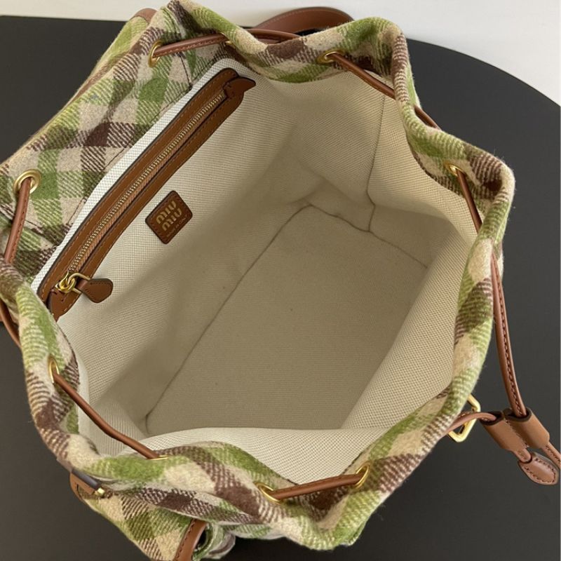 Miu Miu Plaid and Leather Backpack