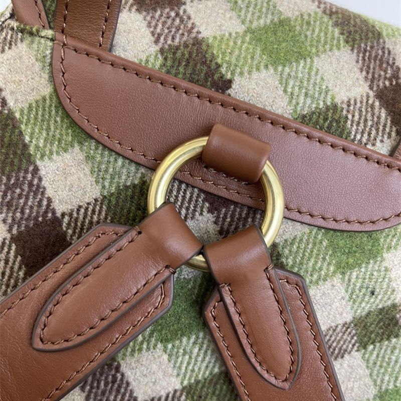 Miu Miu Plaid and Leather Backpack