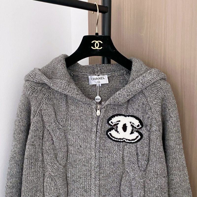 Chanel grey knit hoodie