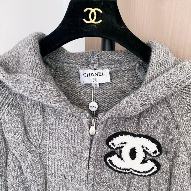 Chanel grey knit hoodie