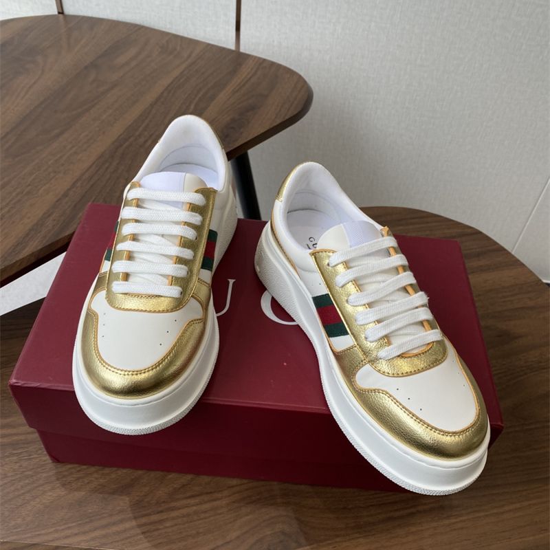 Gucci MAC80 Off-White Metallic Gold sneakers