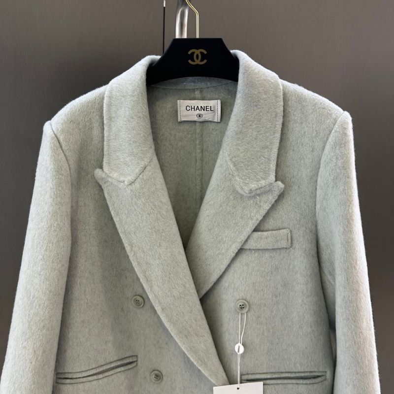 Chanel double-breasted blazer with feather cuffs