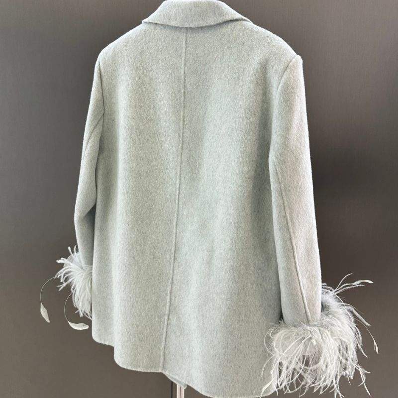 Chanel double-breasted blazer with feather cuffs