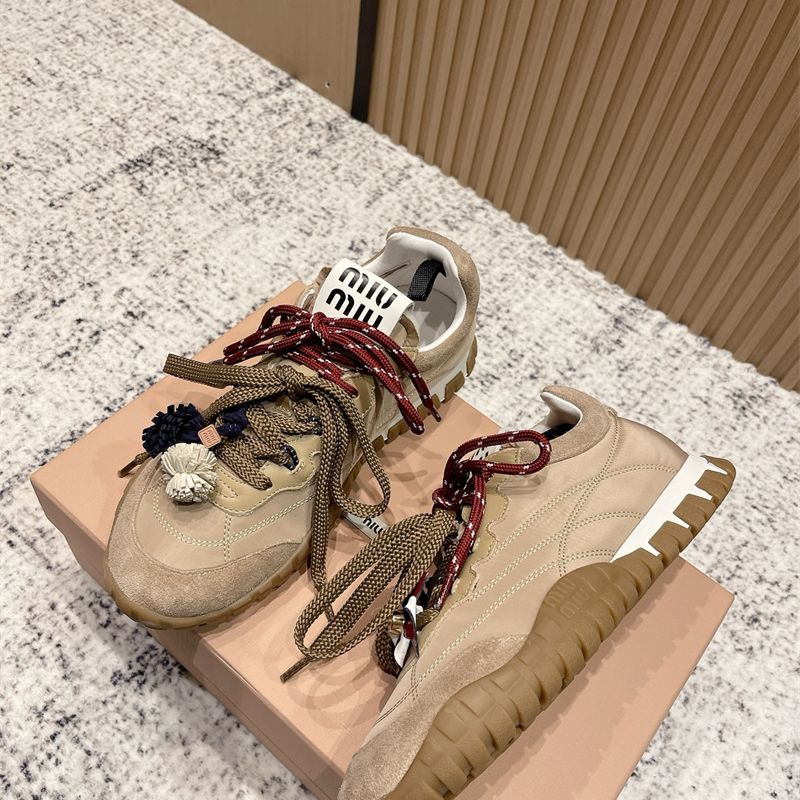Miu Miu Tyre Technical Fabric and Suede Sneakers.