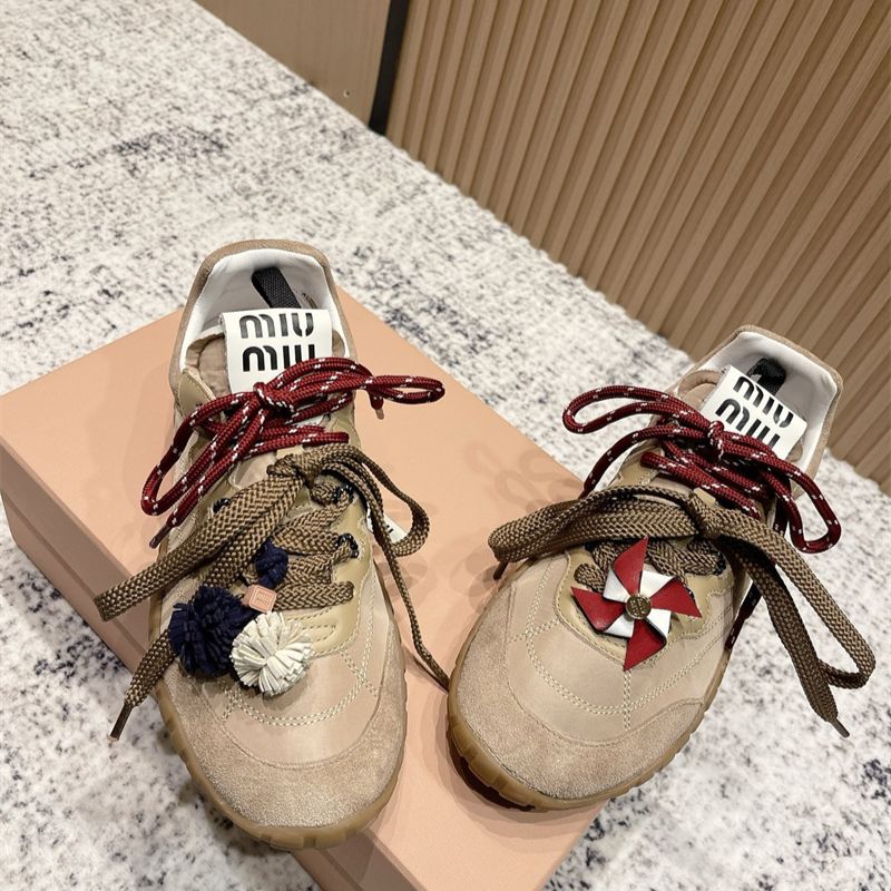 Miu Miu Tyre Technical Fabric and Suede Sneakers.