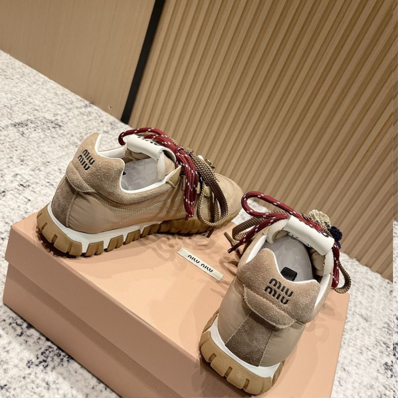 Miu Miu Tyre Technical Fabric and Suede Sneakers.