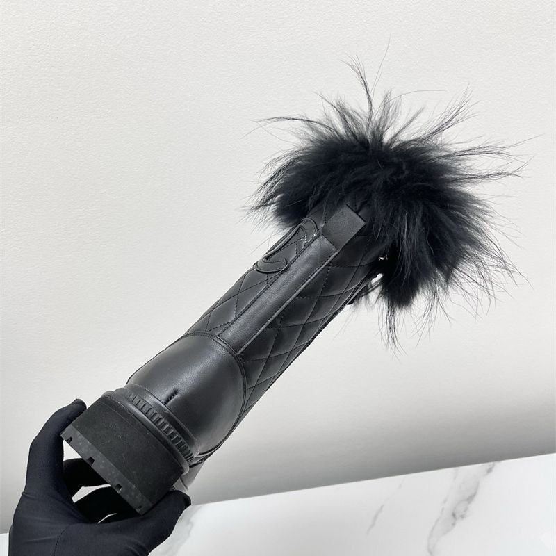 Chanel lace-up combat boots