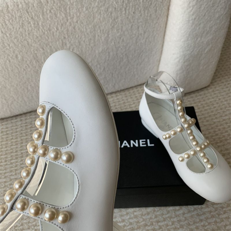 Chanel Mary Jane pearl flats