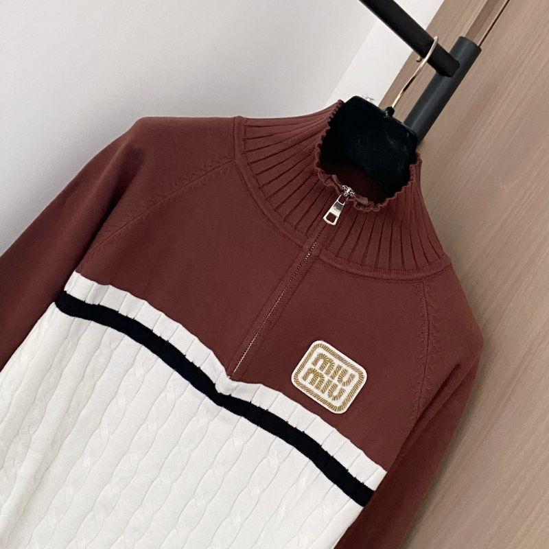 Miu Miu knit polo high collar sweater.