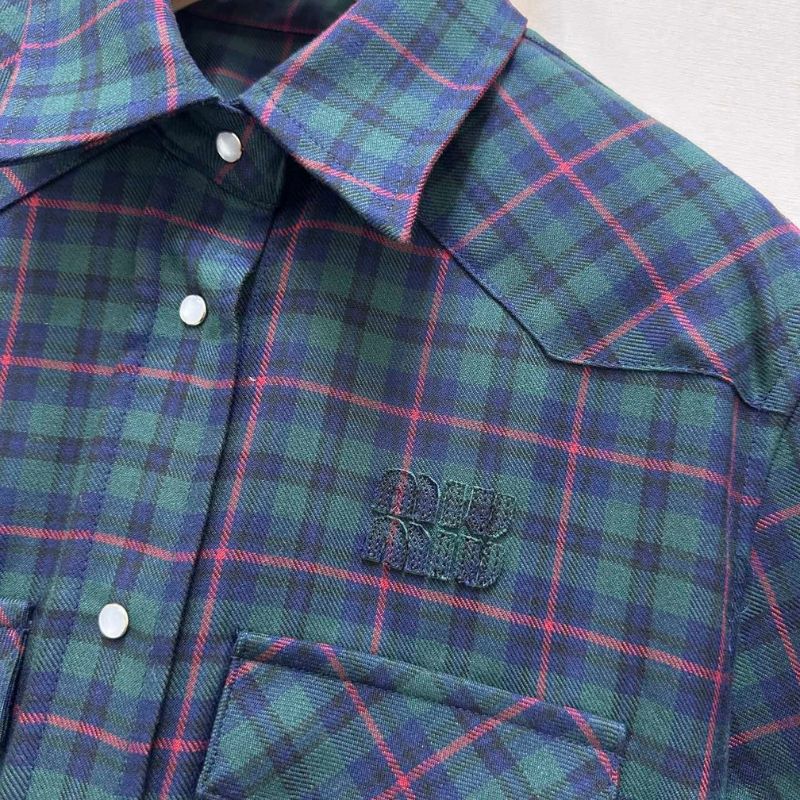 Miu Miu Pleated Plaid Mini-Dress