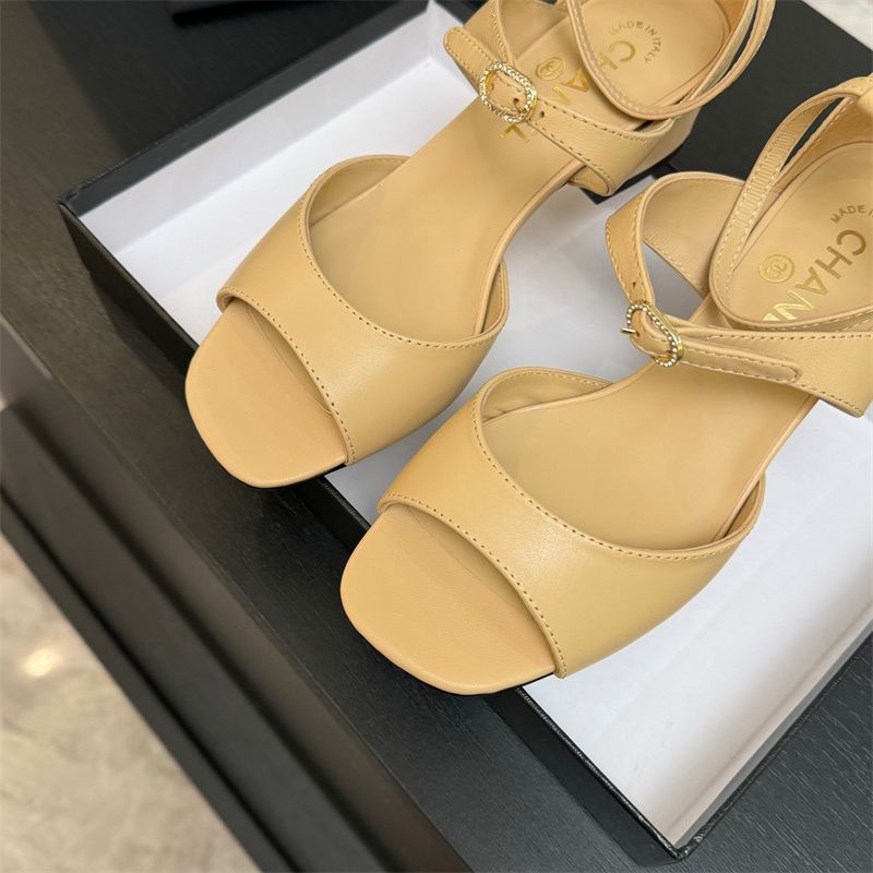 Chanel ankle strap block heel sandals
