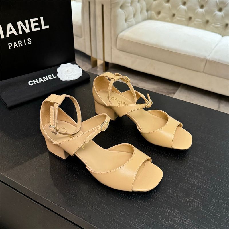 Chanel ankle strap block heel sandals