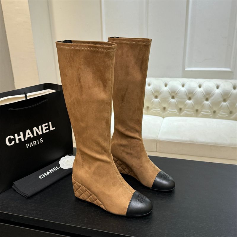 CHANEL Two-Tone Knee-High Boots