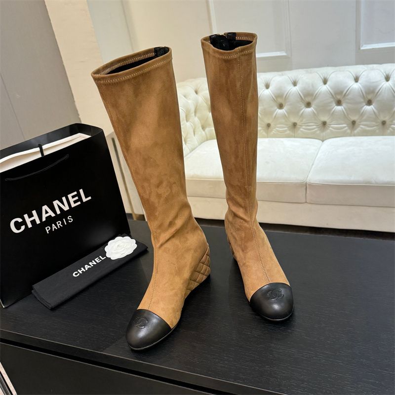 CHANEL Two-Tone Knee-High Boots