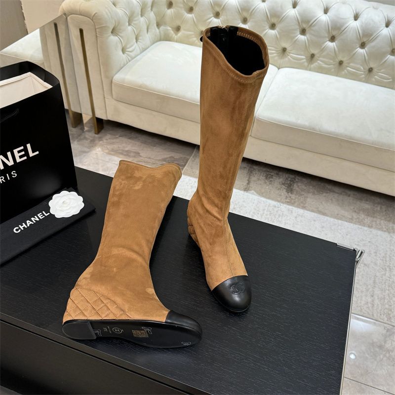CHANEL Two-Tone Knee-High Boots