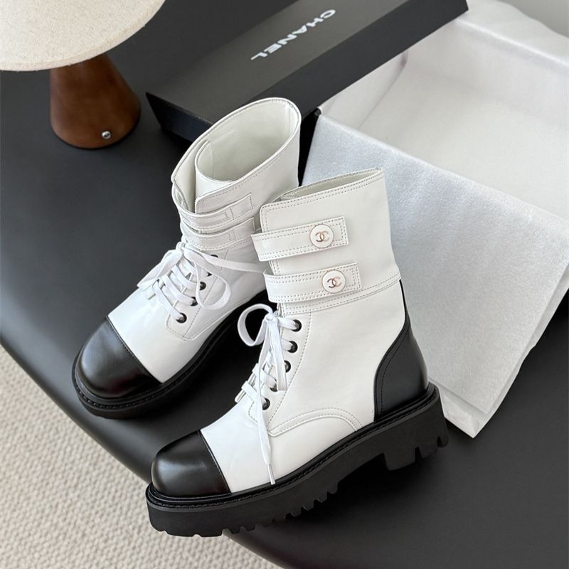 Chanel-Two-tone Combat Boots