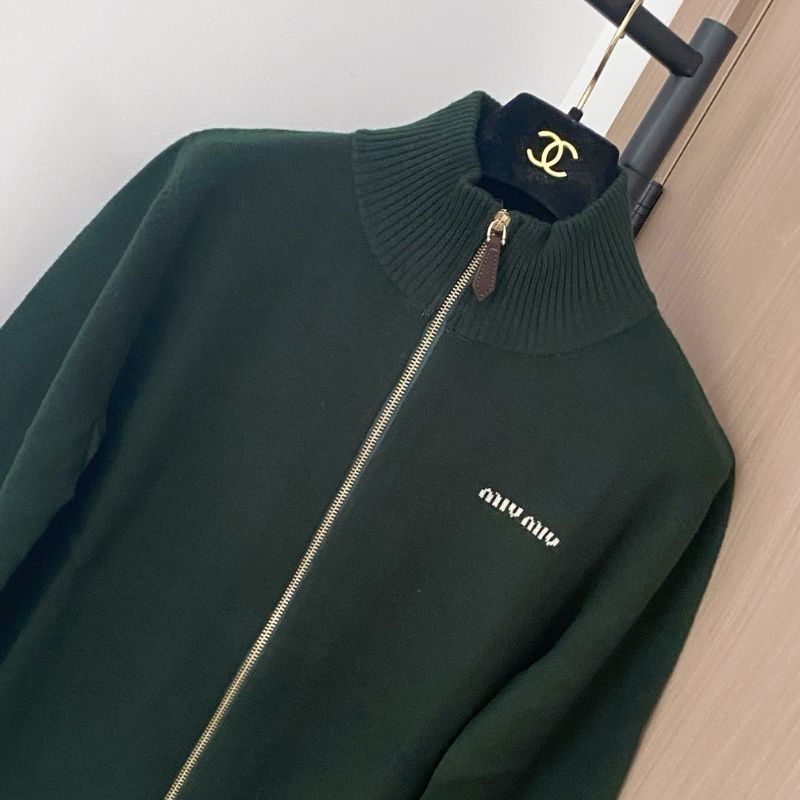 Miu Miu dark green full-zip cardigan