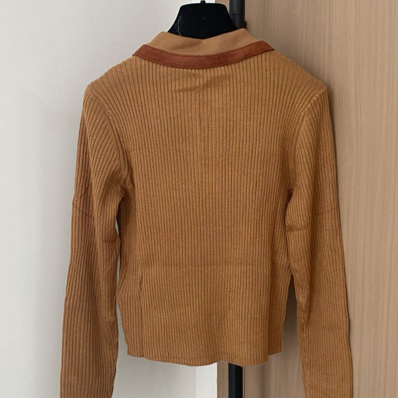 Miu Miu Ribbed Knit Cashmere Polo Sweater