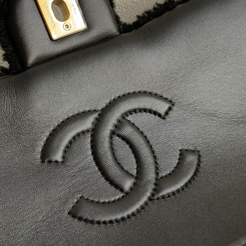 Chanel Mini Shearling Flap Black Bag