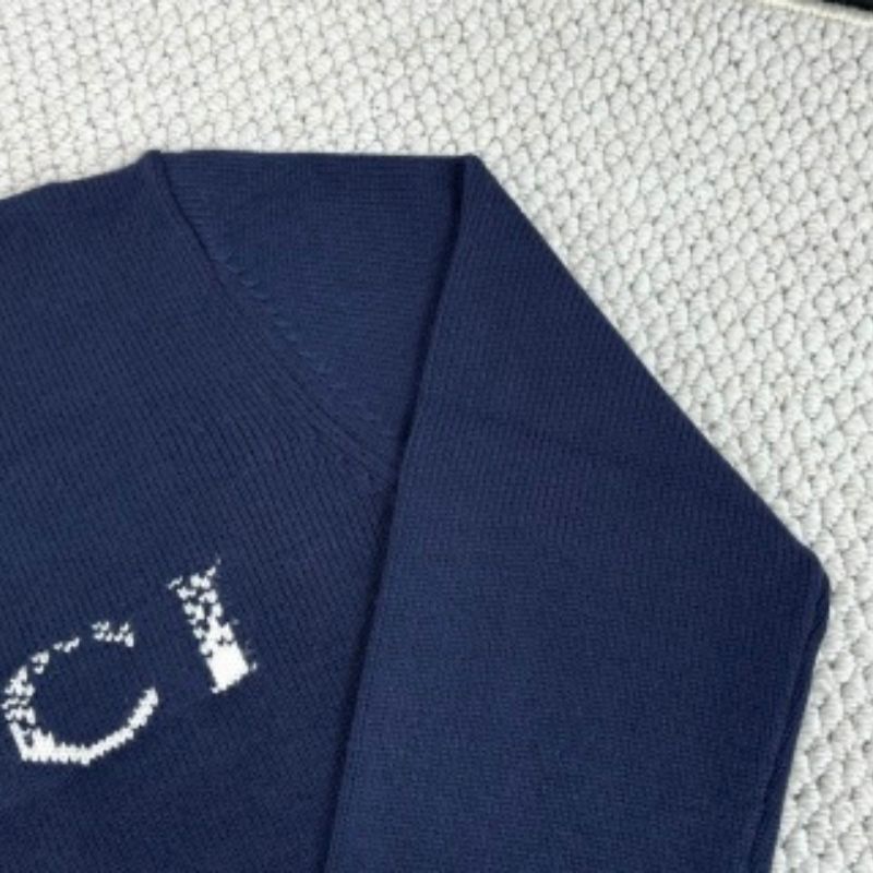 Gucci Intarsia Blue Wool Sweatshirt