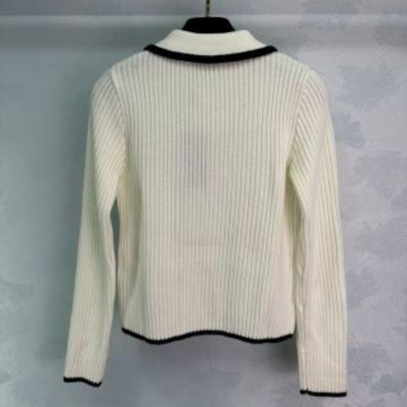 YSL Contrast Color Lapel Long Sleeved Sweatshirt