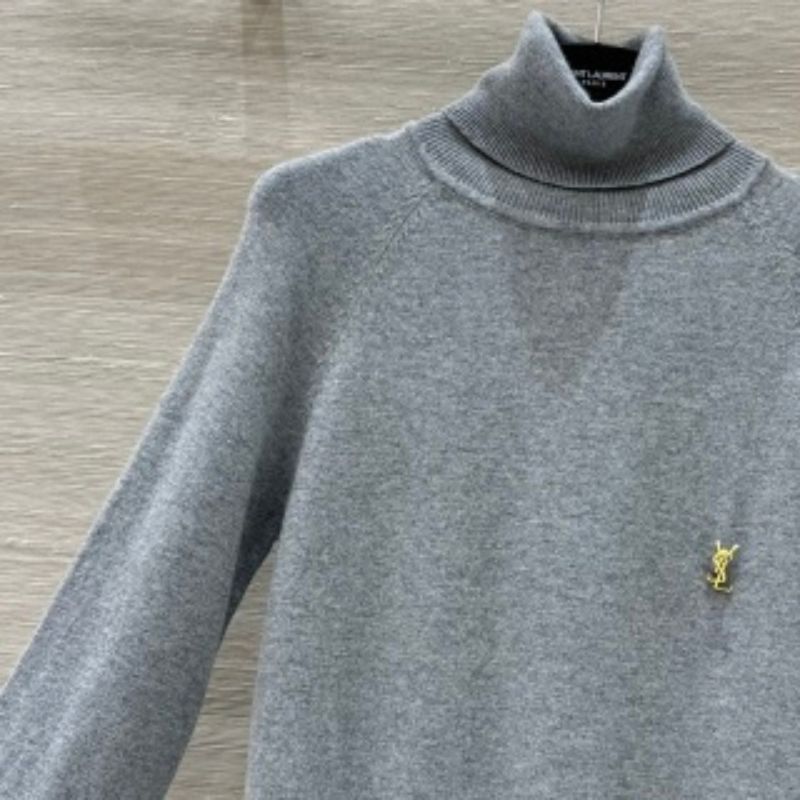 YSL Minimalist Brooch Cashmere Sweatshirt