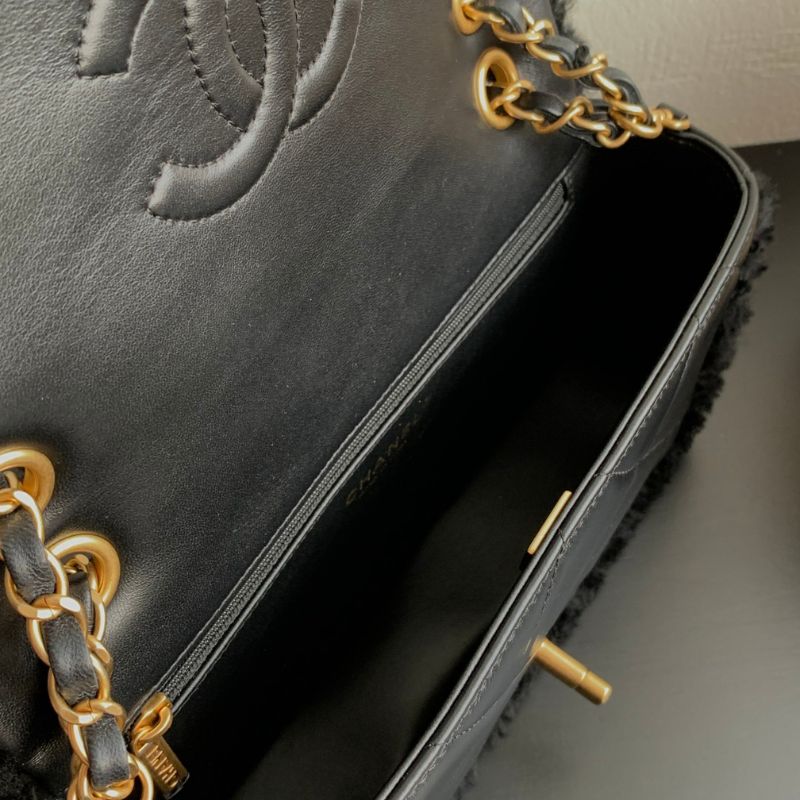 Chanel Mini Shearling Flap Black Bag