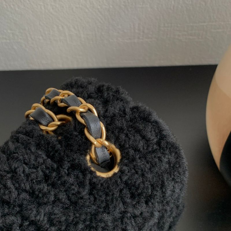 Chanel Mini Shearling Flap Black Bag