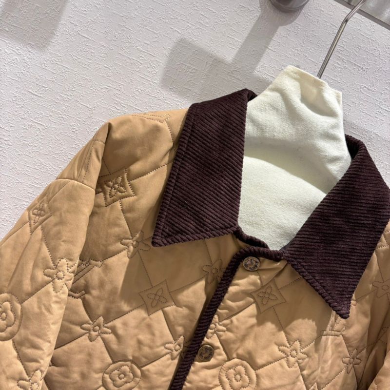 LV Cream Blue Quilted with Contrasting Corduroy Collar Jacket