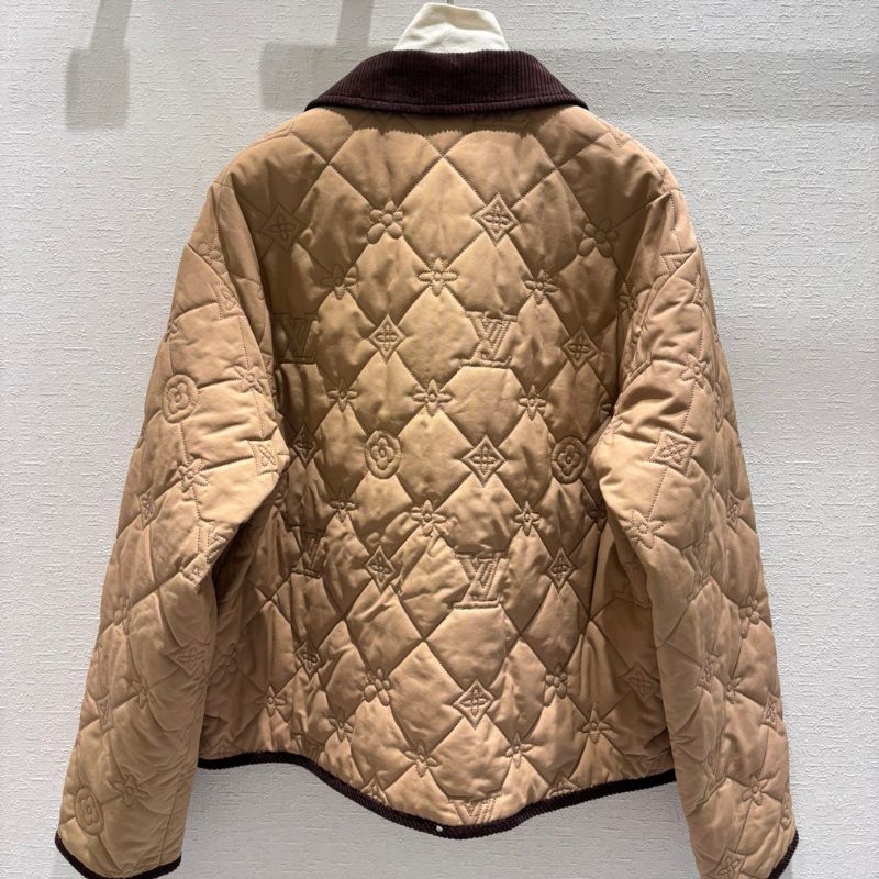 LV Cream Blue Quilted with Contrasting Corduroy Collar Jacket