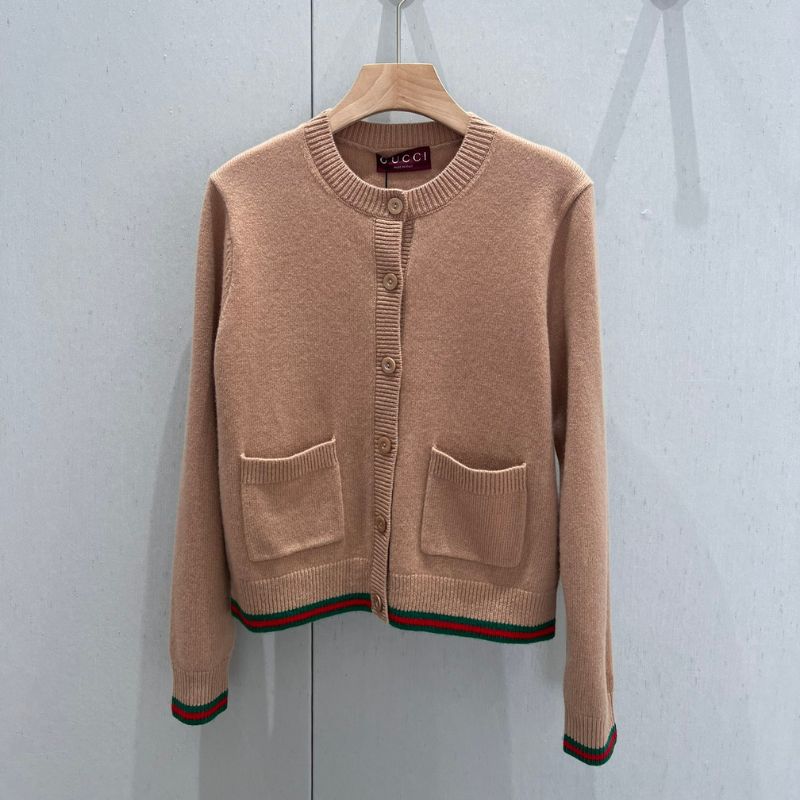 Gucci Classic Striped Contrast Edge Cashmere Cardigan