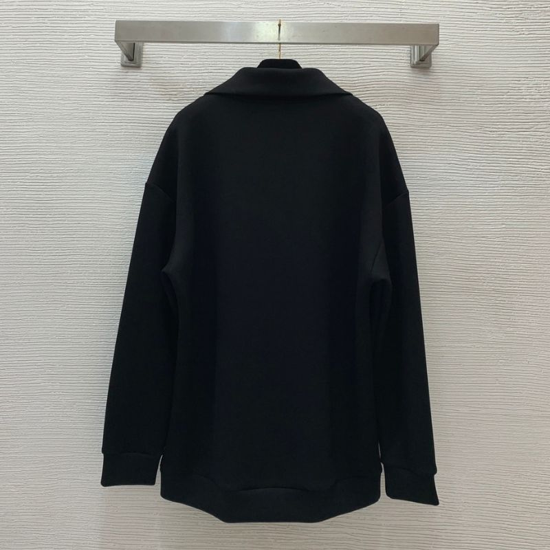 Gucci Chest Leather Embroidered Logo Half-Zip Sweatshirt