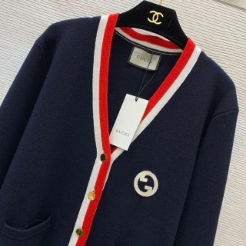 Gucci High-End Wool V-Neck Knitted Cardigan