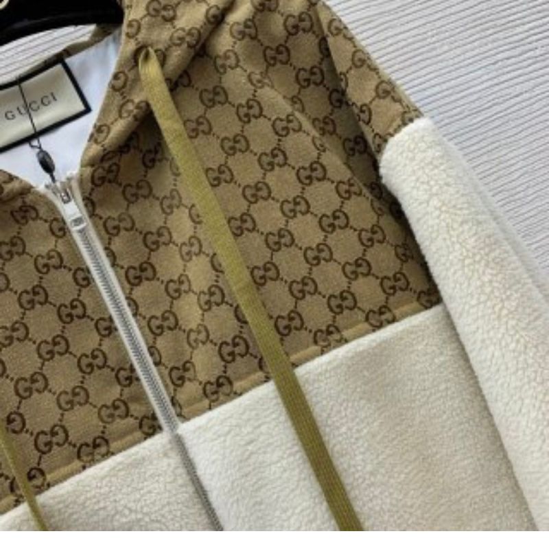 Gucci Plush Contrast-Stitch Hooded Jacket