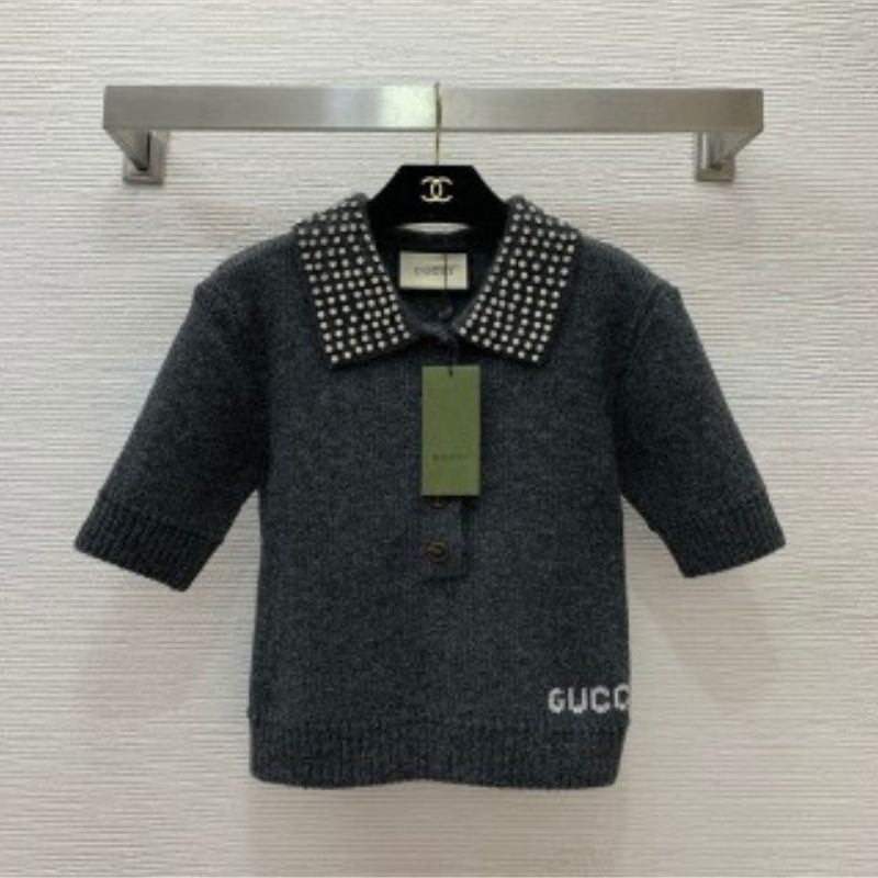 Gucci Diamond Beaded Slim Knit Top