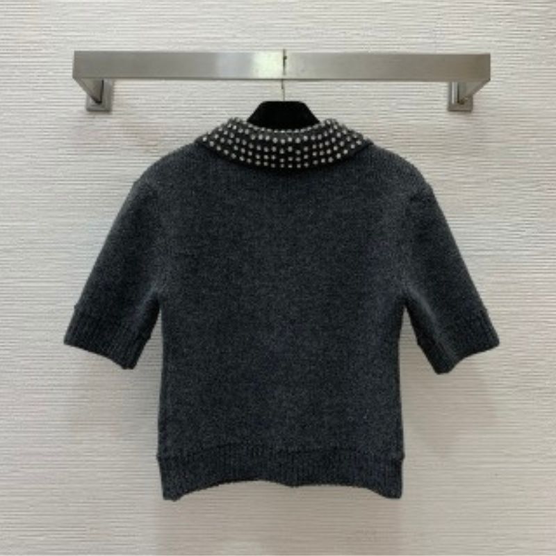 Gucci Diamond Beaded Slim Knit Top