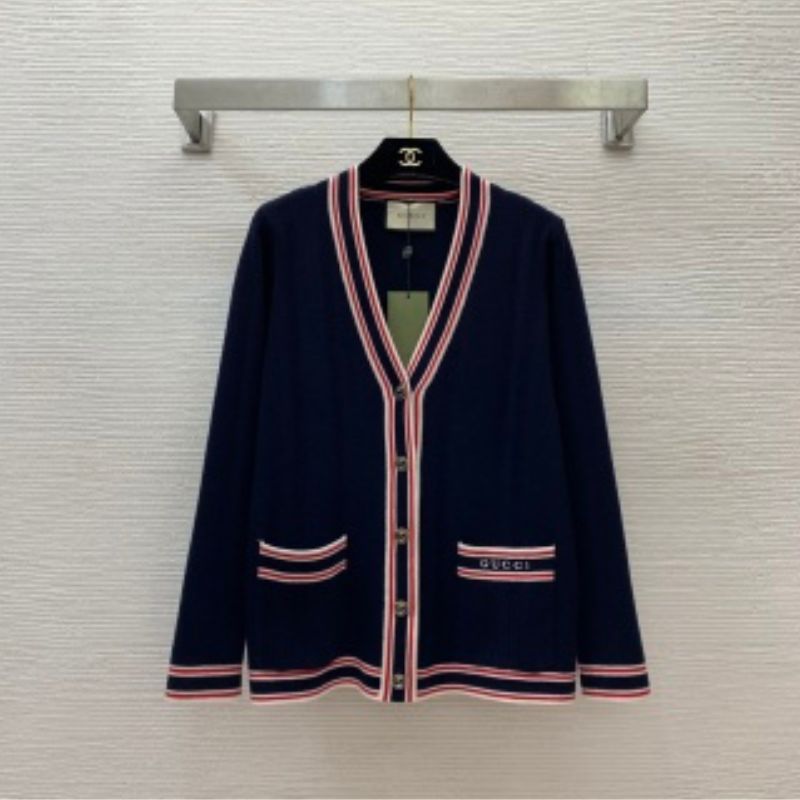 Gucci Wool Knit V-Neck Cardigan