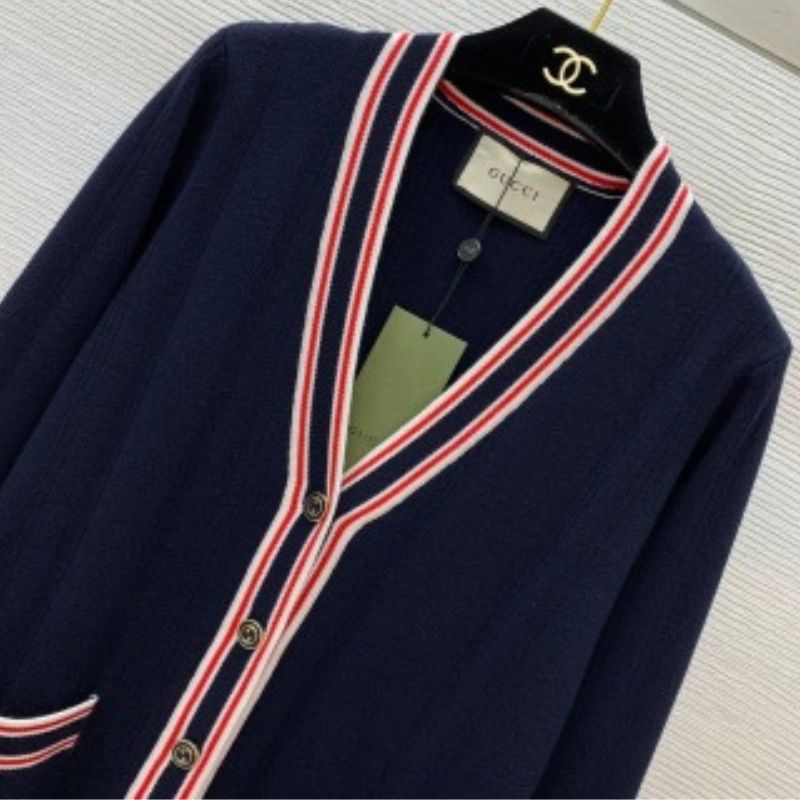Gucci Wool Knit V-Neck Cardigan