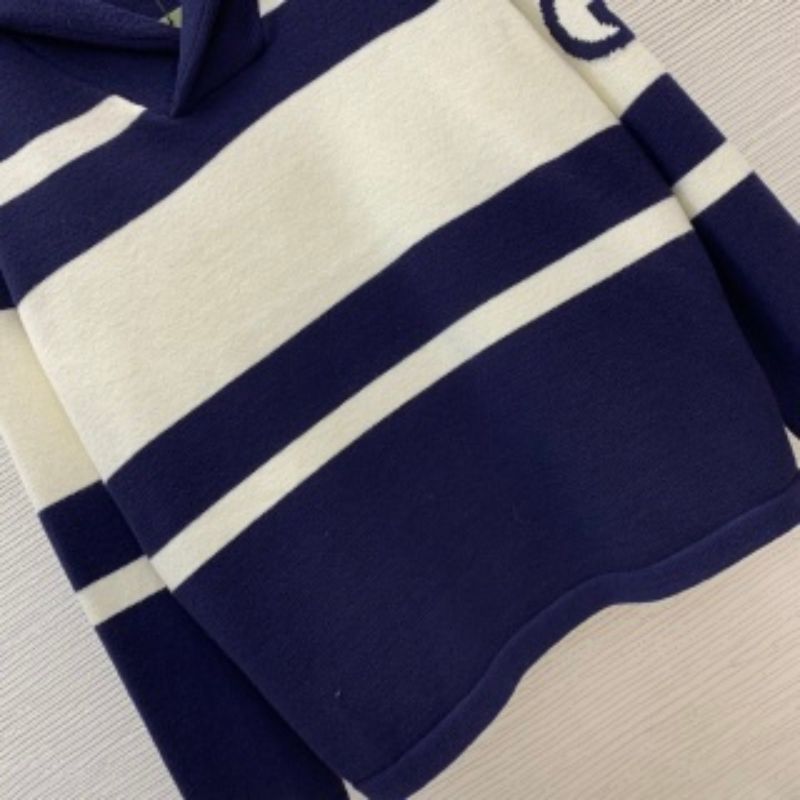 Gucci Contrast Stitch Navy Collar Pullover Sweater