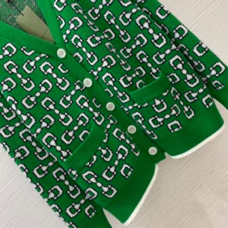 Gucci Horsebit Jacquard V-Neck Cardigan
