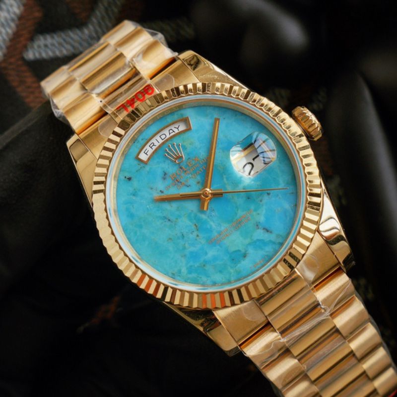 Rolex Day Date 36 Turquoise Dial Yellow Gold President Watch