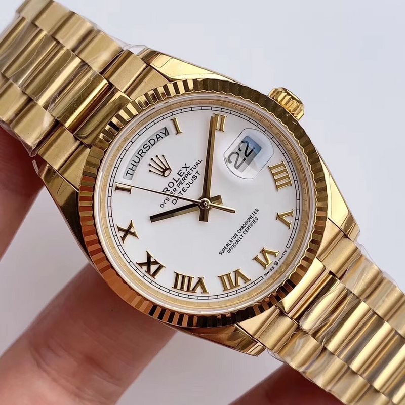 Rolex Day Time White Sapphire Crystal Watch