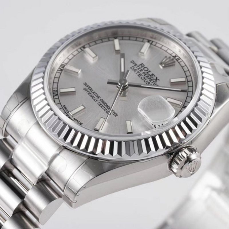 Rolex Datejust 31 Silver Dial White Fluted Bezel Ladies Watch